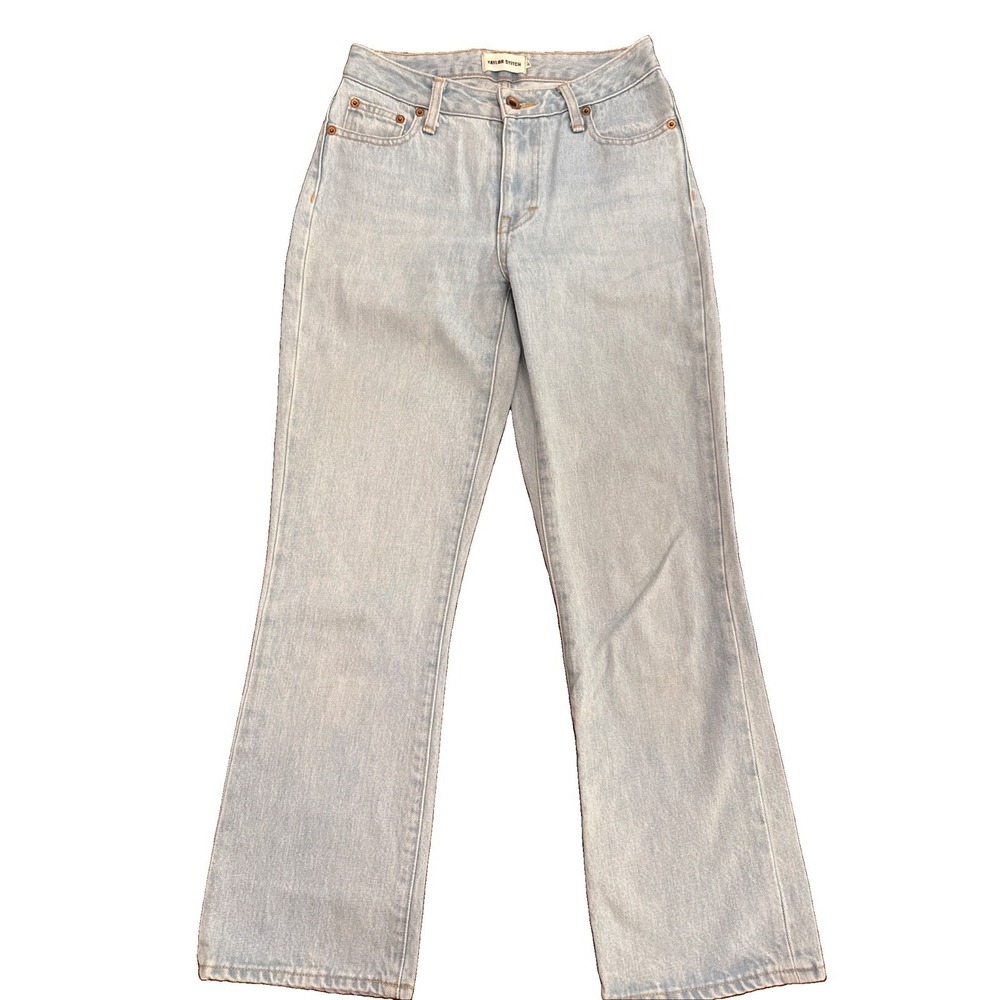Taylor Stitch Jeans Women Size 25 Light Stone Wash Flare Mid Rise Made In USA